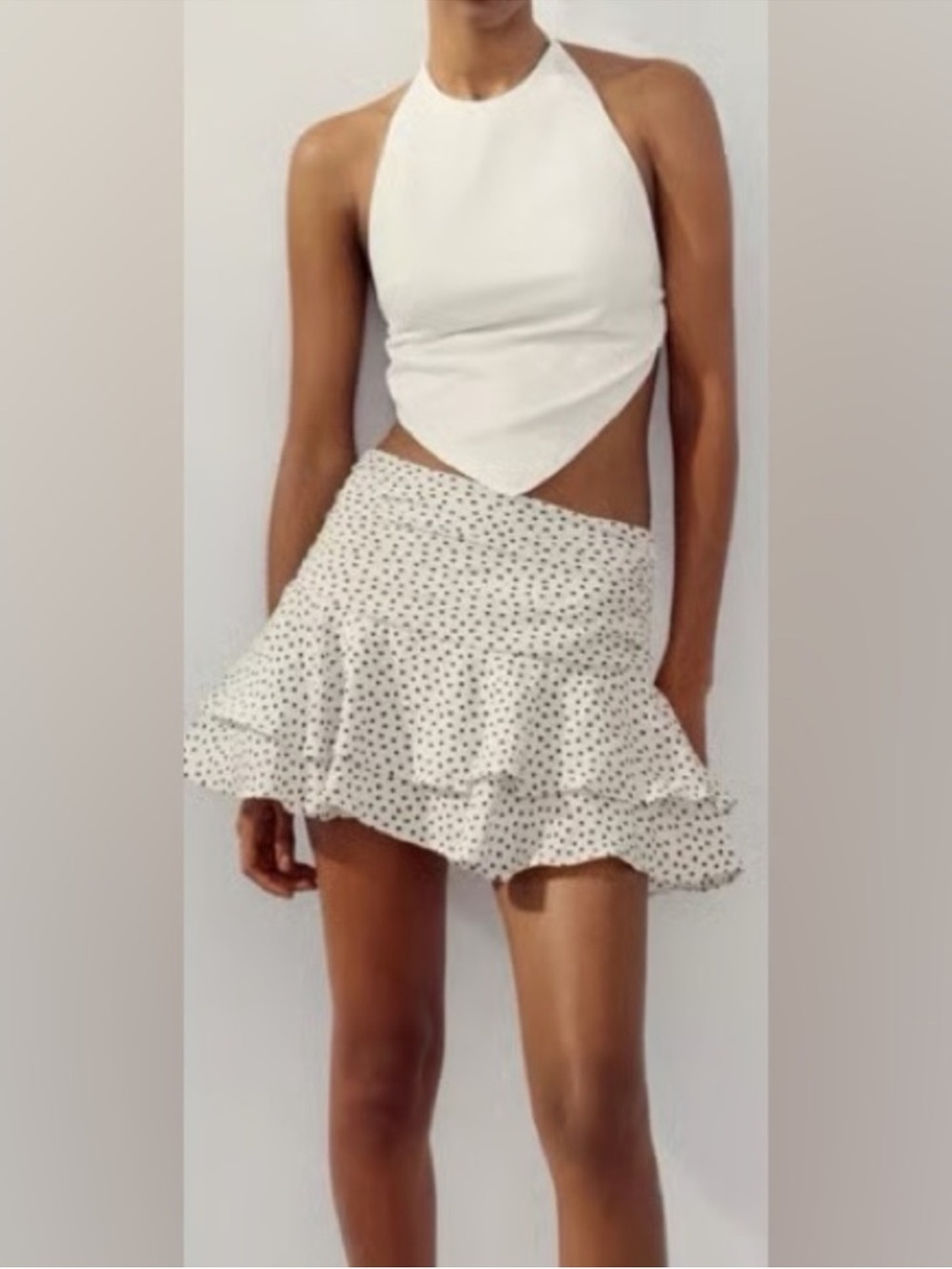 Zara Polka Dot Ruffled Skort Mini Skirt with Built-In Shorts XS